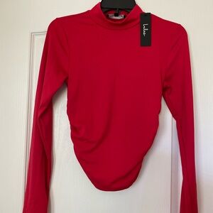 NWT Lulus S red mock turtleneck
